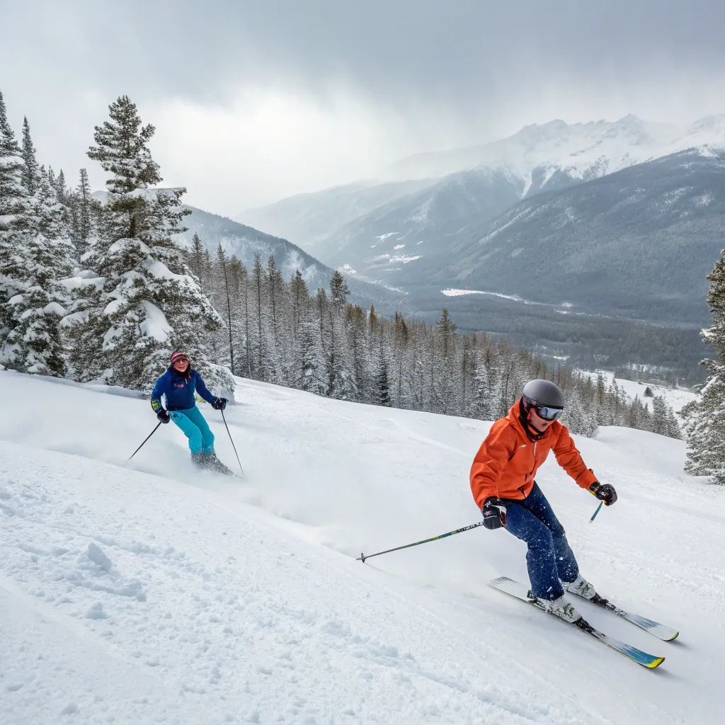 Skiers enjoying a course