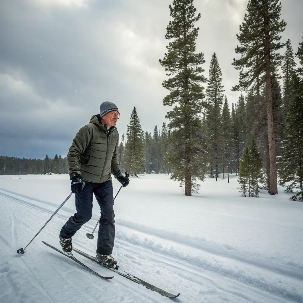 James enjoying cross-country skiing