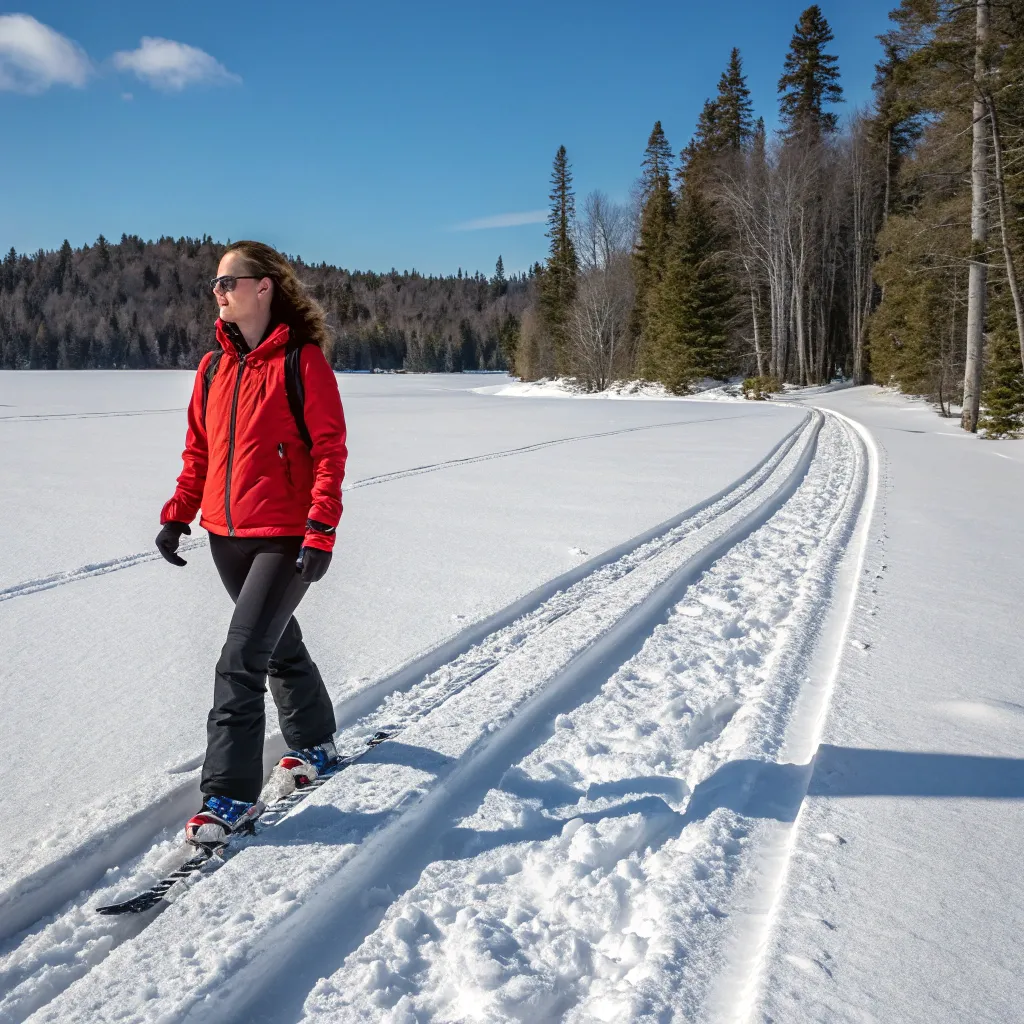 Emily crossing ski tracks